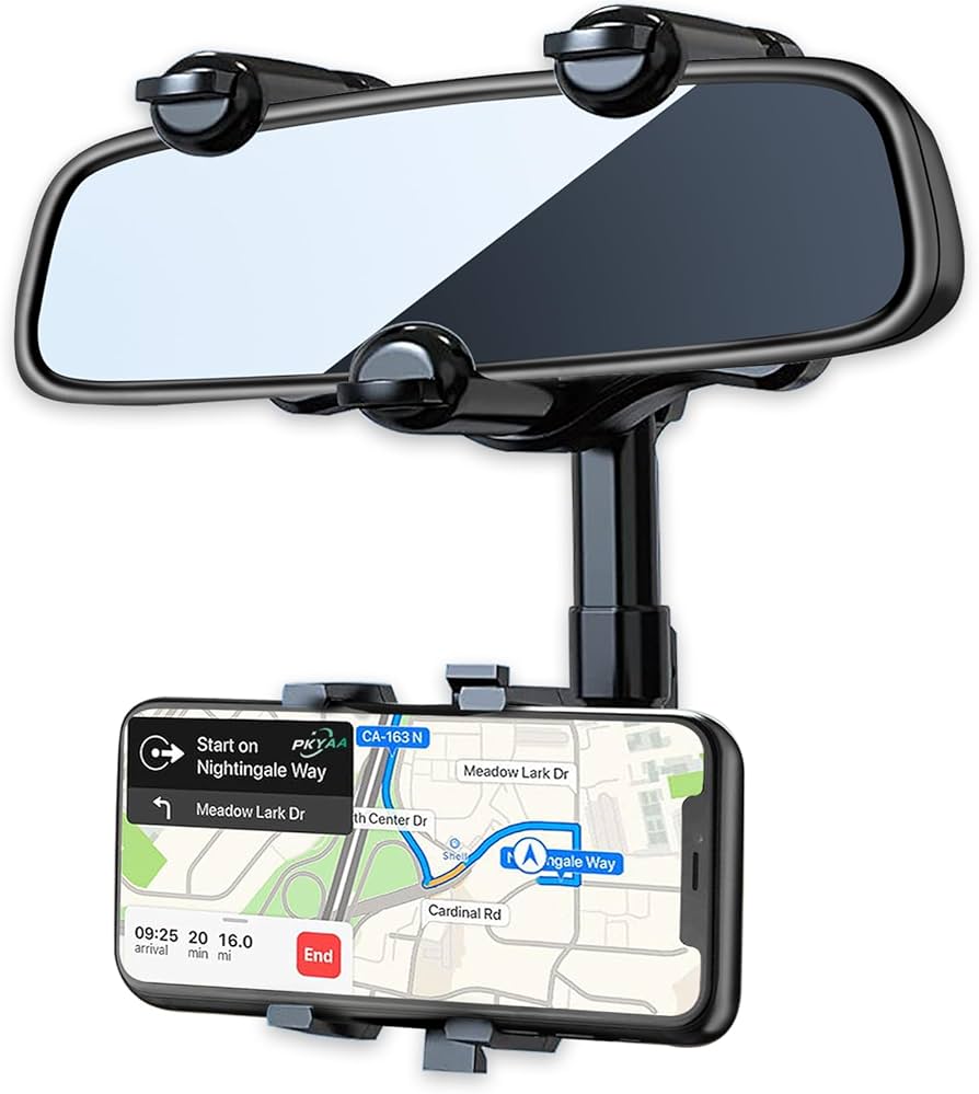 Faltbare Rückspiegel-Handyhalterung fürs Auto – 360° drehbar & einhändig bedienbar